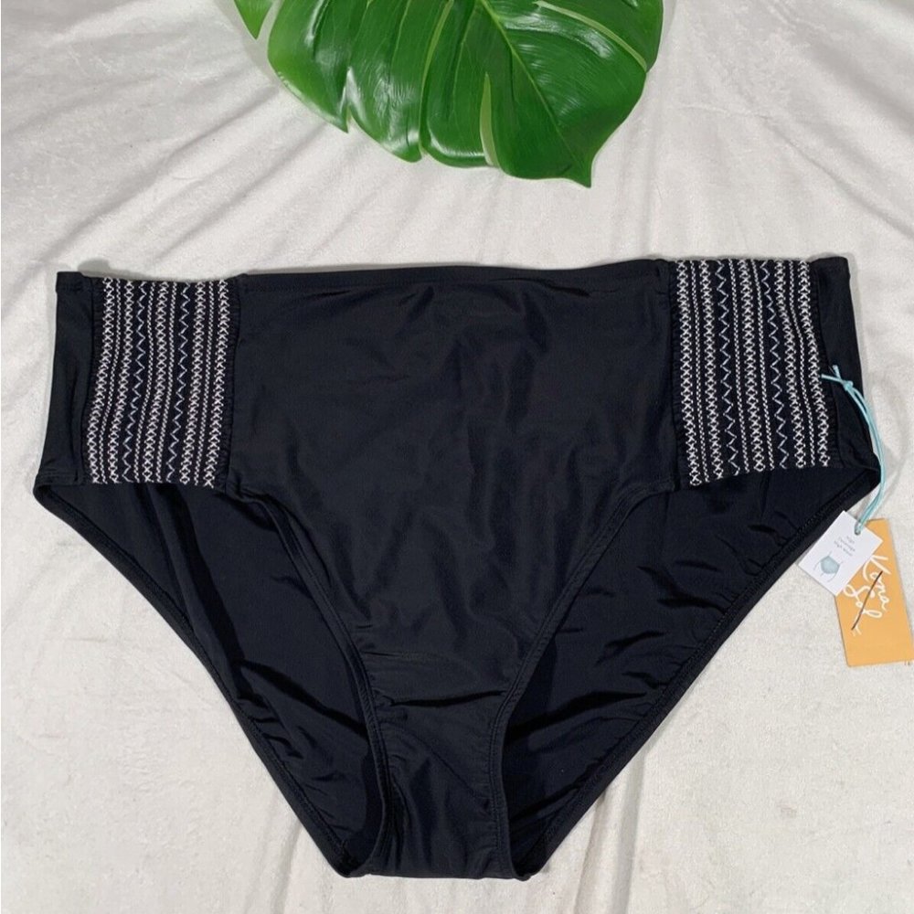 NWT $25 Kona Sol Smocked Side Bikini Bikini Bottom‎ [PLUS SZ 24W/26W ]